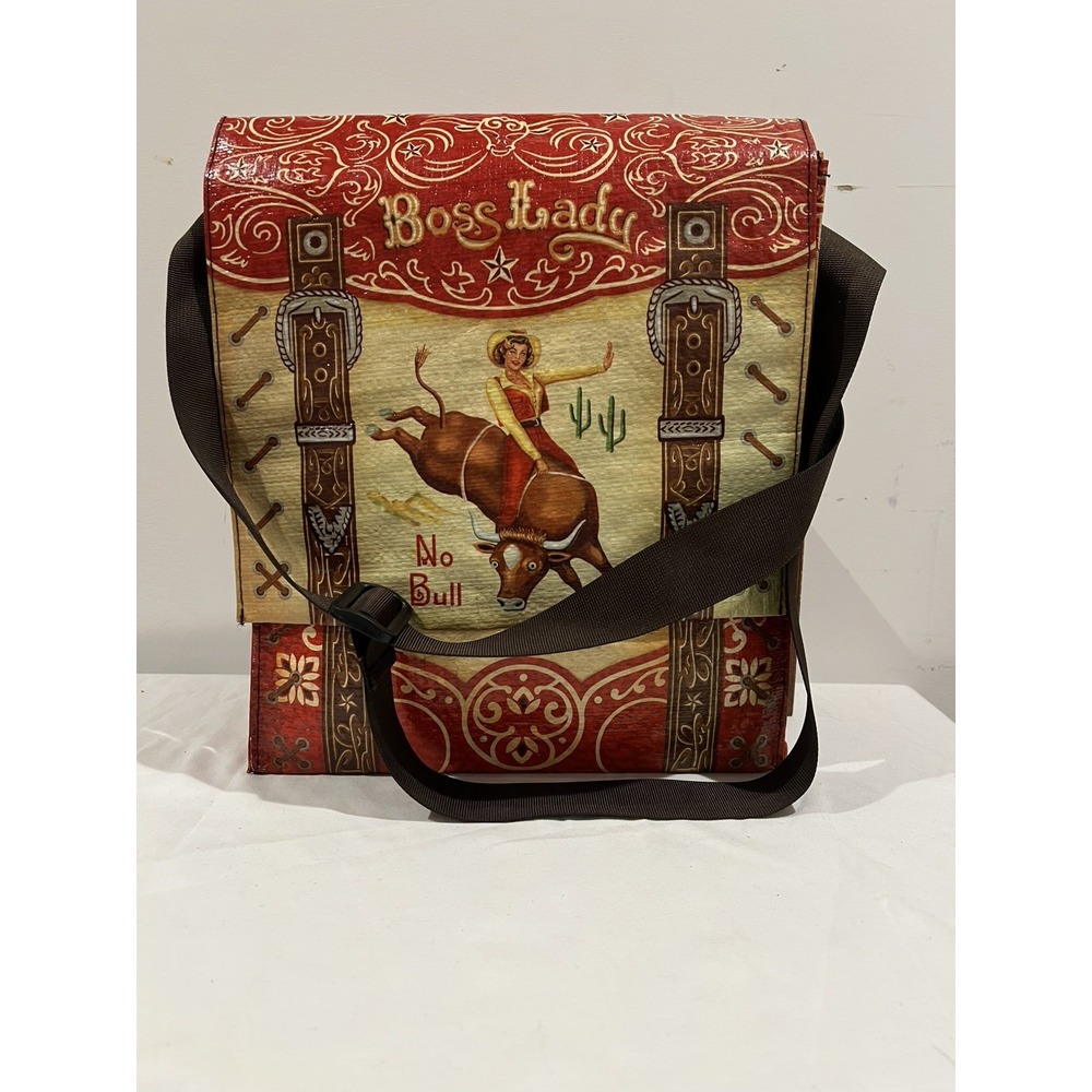 NEW Blue Q Messenger Bag Retired Boss Lady No Bull Vintage Tote Cowgirl 12x11x3